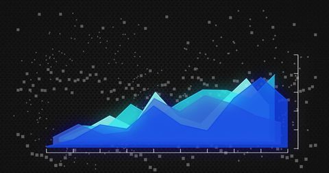 Blue statistical graph against abstract digital background
