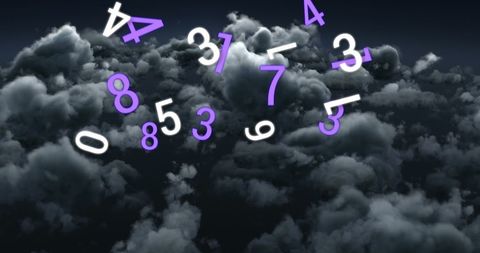 Surreal Floating Numbers Over Stormy Clouds
