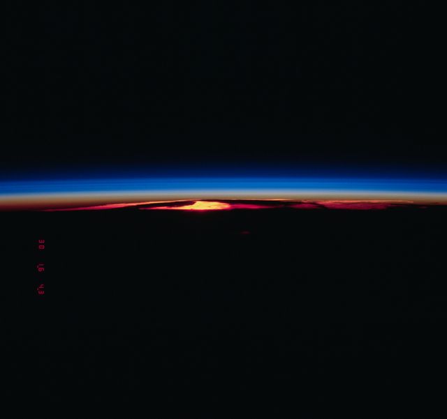 STS-39 Earth observation of Earth's limb at sunset shows atmospheric layers - Download Free Stock Photos Pikwizard.com