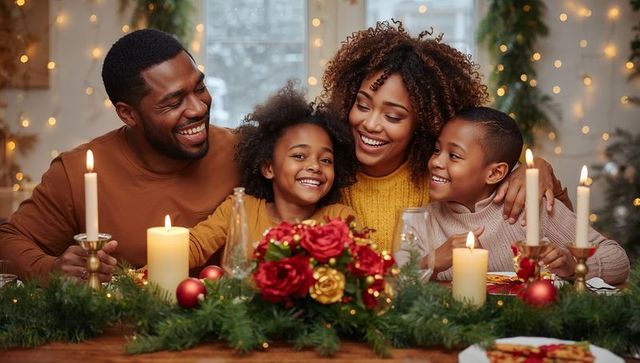 Happy family celebrating holidays with smiles and warmth