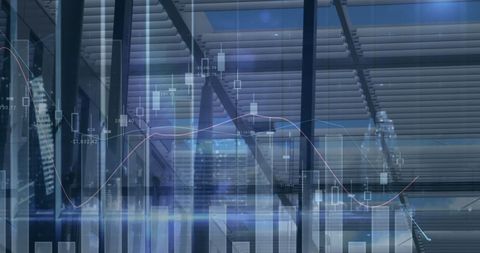 Digital Financial Data Overlay on Corporate Office Buildings - Download Free Stock Images Pikwizard.com