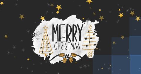 Merry Christmas Greeting with Festive Gold Stars