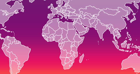 Animated World Map on Vibrant Purple Background