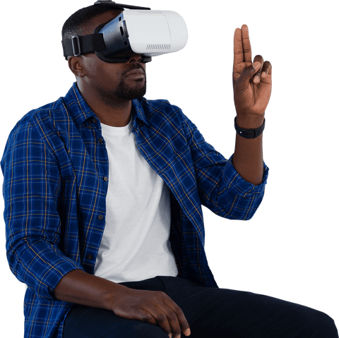 transparent background of man engaging with virtual reality technology - Download Free Stock Videos Pikwizard.com
