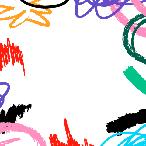 Colorful abstract scribbles on transparent background