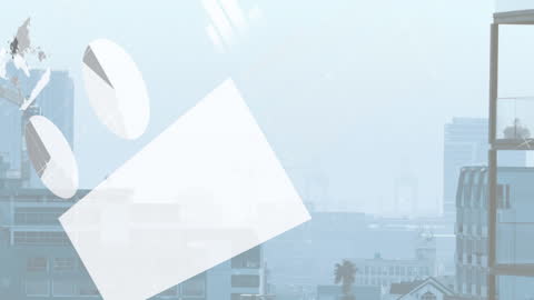 Data Processing Overlaying Urban Cityscape Animation