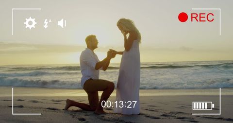 Romantic Beach Proposal Captured in Real-Time