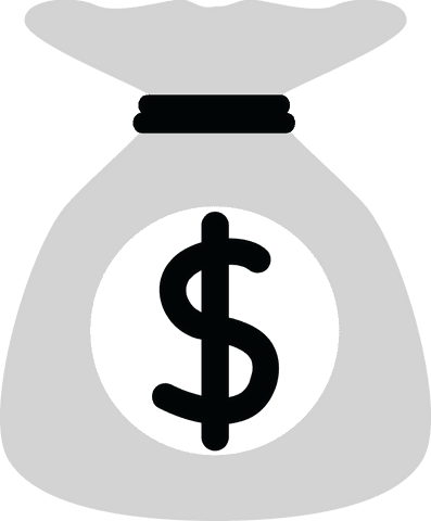 Transparent Money Bag Icon with Dollar Symbol Vector Design