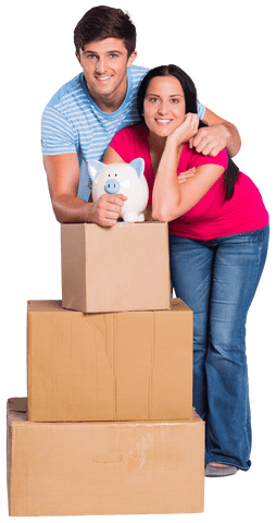 Happy Young Couple Planning Future with Piggy Bank in Transparent Background - Download Free Stock Videos Pikwizard.com