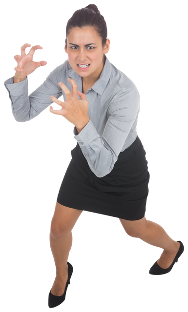 Furious Biracial Businesswoman On Transparent Background Clenching Fists - Download Free Stock Videos Pikwizard.com