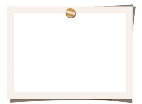Minimalist polaroid-style frame with gold thumbtack, transparent background