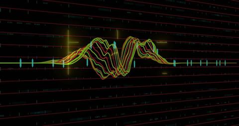 Neon Waveform Pulse on Digital Dashboard Display
