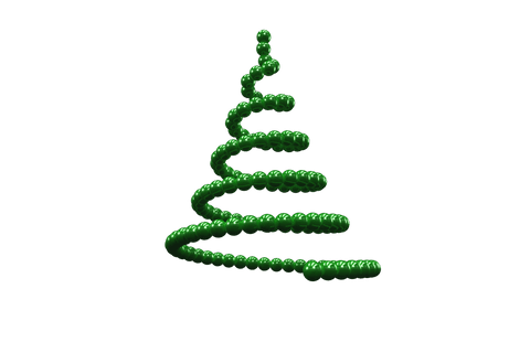 Green spiral of spots on transparent background