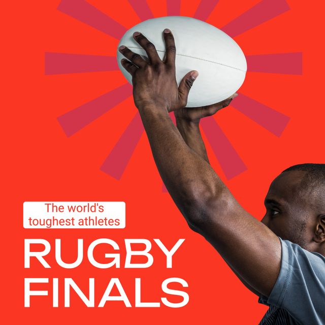 Rugby Finals Promotion with Determined Player Holding Ball - Download Free Stock Templates Pikwizard.com