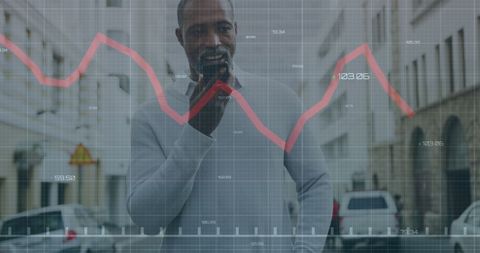 Businessman Analyzing Smartphone with Digital Graph Overlay - Download Free Stock Images Pikwizard.com