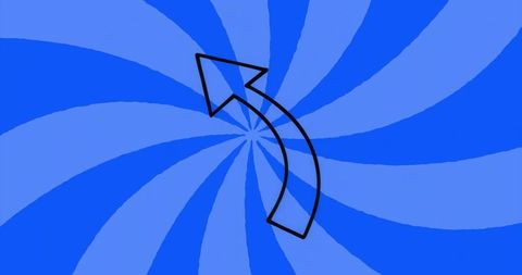 Swirling black arrow over blue radial background design