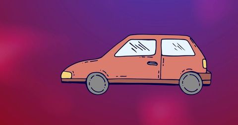 Minimalist Car Icon on Vibrant Background