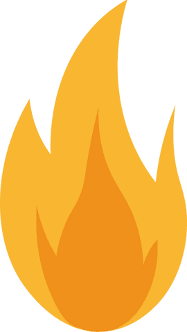 Glowing flame icon with transparent background for design projects