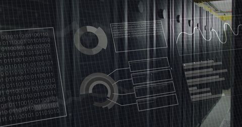 Digital Interface with Binary Code on Server Background - Download Free Stock Images Pikwizard.com