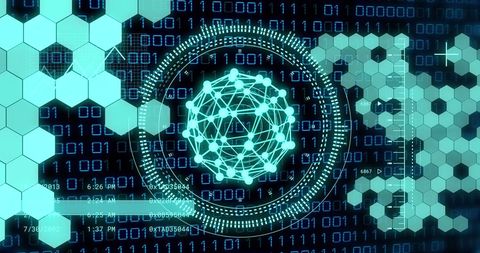 Digital Data Processing with Binary Code and Hexagonal Interface - Download Free Stock Images Pikwizard.com