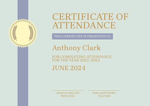 Classic Certificate of Attendance Template with Gold Embellishments - Download Free Stock Templates Pikwizard.com