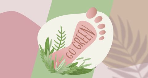 Go green concept with footprint and leaves illustration