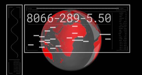 Futuristic Data Processing Interface with Rotating Globe - Download Free Stock Images Pikwizard.com