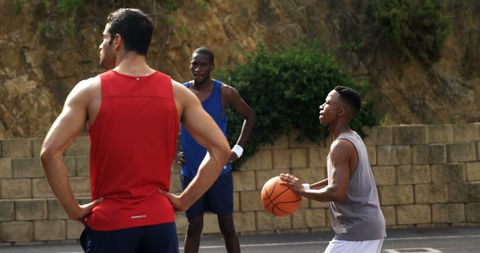 Athlete Taking Free Throw at Outdoor Basketball Court