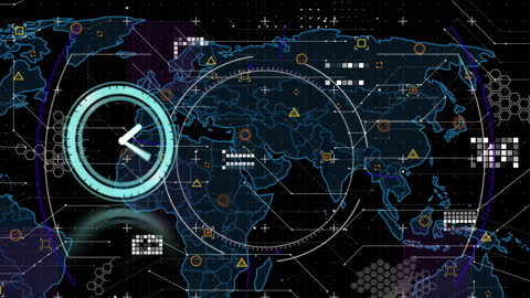 Futuristic World Map with Digital Network Connections