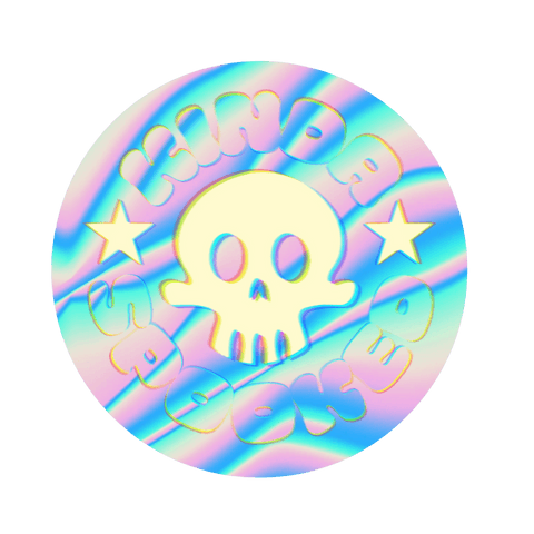Holographic Skull Badge On Transparent Background Kinda Spooked Text - Download Free Stock Videos Pikwizard.com