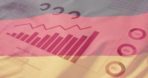 Digital data visualization against german flag background