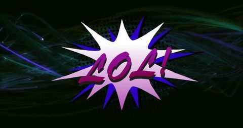 Comic style lol text with vibrant starburst design