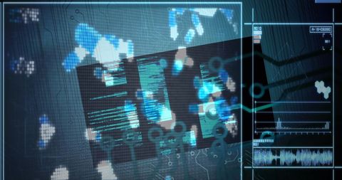 High-Tech Digital Interface Displaying Complex Data and Graphs - Download Free Stock Images Pikwizard.com