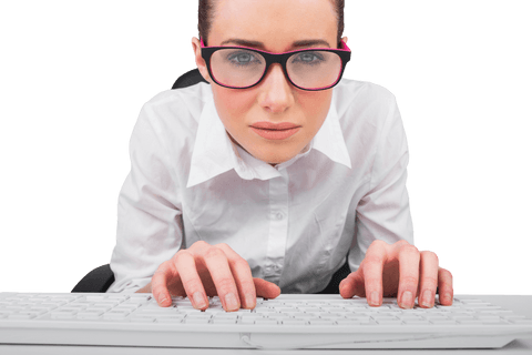 concentrated businesswoman typing on keyboard transparent background - Download Free Stock Videos Pikwizard.com