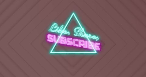 Neon Subscribe Icon with Prismatic Triangles