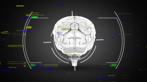 Digital Brain with Glitch Effect and Viewfinder