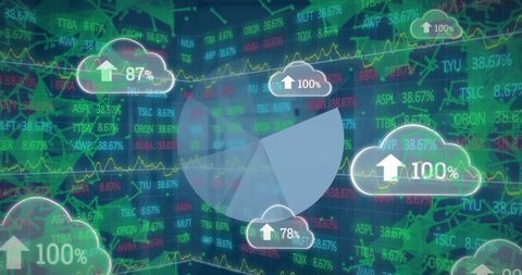 Digital Clouds with Stock Data on Global Interface - Download Free Stock Images Pikwizard.com