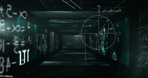 Digital Data Processing Animation in Dark Abstract Space