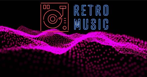 Retro Music Concept with Neon Digital Wave - Download Free Stock Images Pikwizard.com