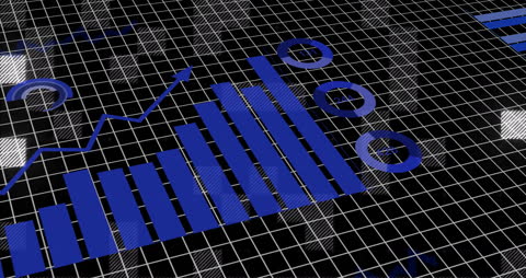 Futuristic Data Visualization With Blue Bar and Pie Charts