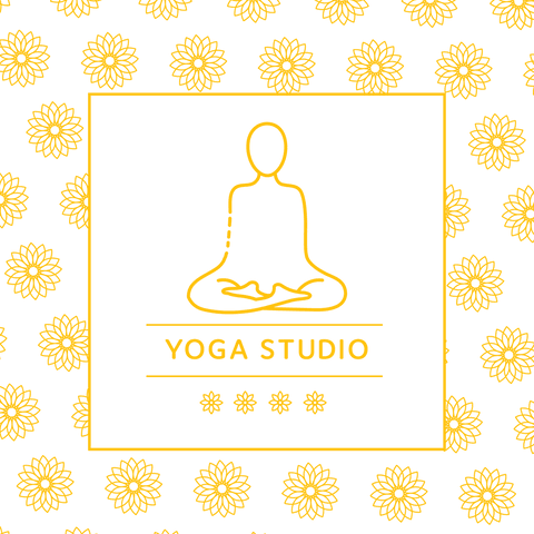Abstract Yoga Studio Pattern with Meditative Figure on Transparent Background