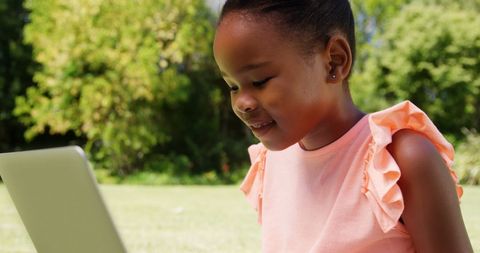 Young Girl Enjoying Laptop Learning Outdoors - Download Free Stock Images Pikwizard.com