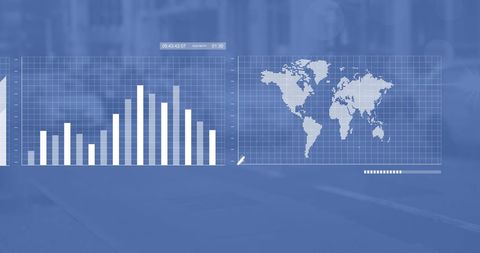Digital Data Processing with World Map Background in Office - Download Free Stock Images Pikwizard.com