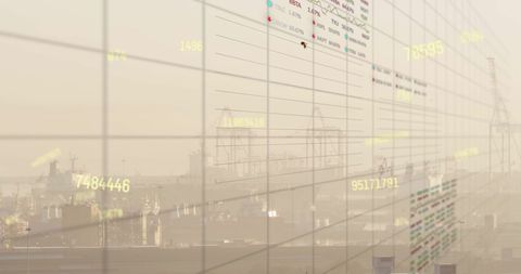 Overlay of Financial Data with Cityscape Background - Download Free Stock Images Pikwizard.com