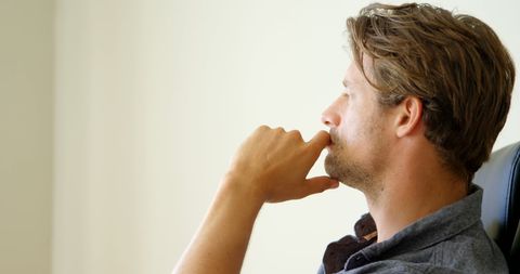 Man in Deep Thought Contemplating Ideas Insight at Work - Download Free Stock Images Pikwizard.com