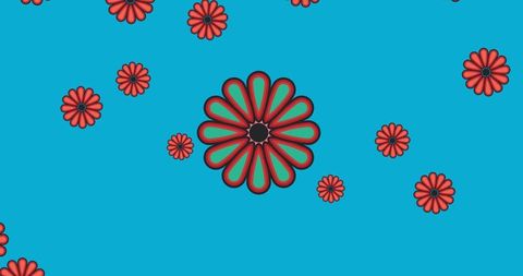 Vibrant Red Flowers on Tranquil Blue Background