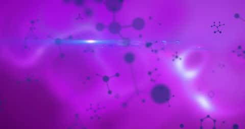 Abstract Molecule Structures on Purple Background
