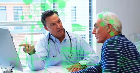 Doctor Explaining Test Results to Patient with Digital Graphics