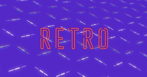 Retro Style Design with Neon Text on Violet Background - Download Free Stock Images Pikwizard.com