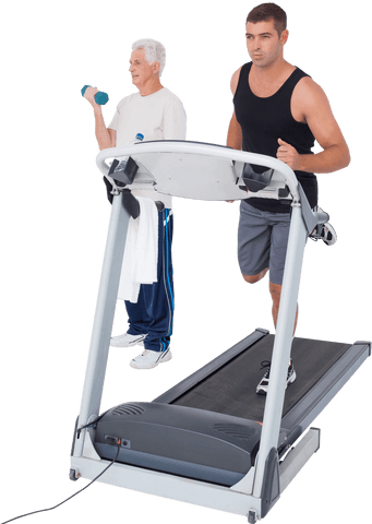 Caucasian Men Exercising on Transparent Background Isolated